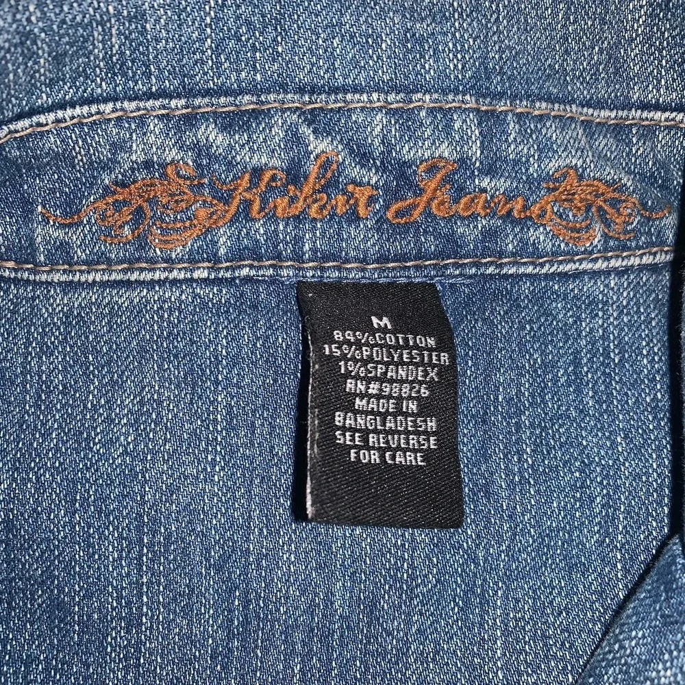 Vintage Y2K Kikit Jeans Denim Jacket Floral Embroidered Women's M Boho Hippie - Picture 5 of 6